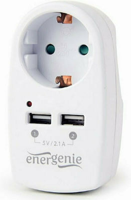 Energenie Un singur soclu Securitate cu USB Alb