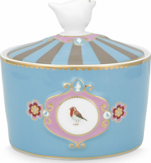 PiP Studio Love Birds Medallion Ζαχαριέρα Σερβιρίσματος από Πορσελάνη Blue-Khaki