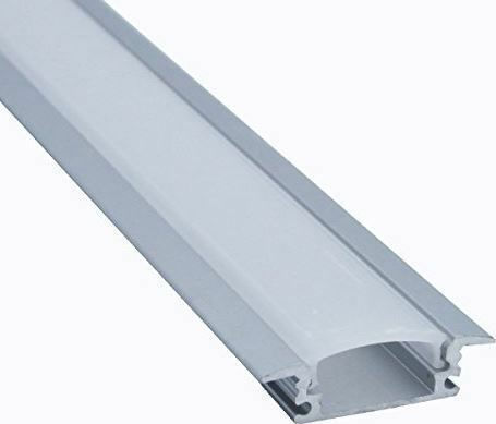 Fos me Încastrat Profil din Aluminiu pentru Bandă LED cu Opal Acoperire 200x2.4x0.7cm.