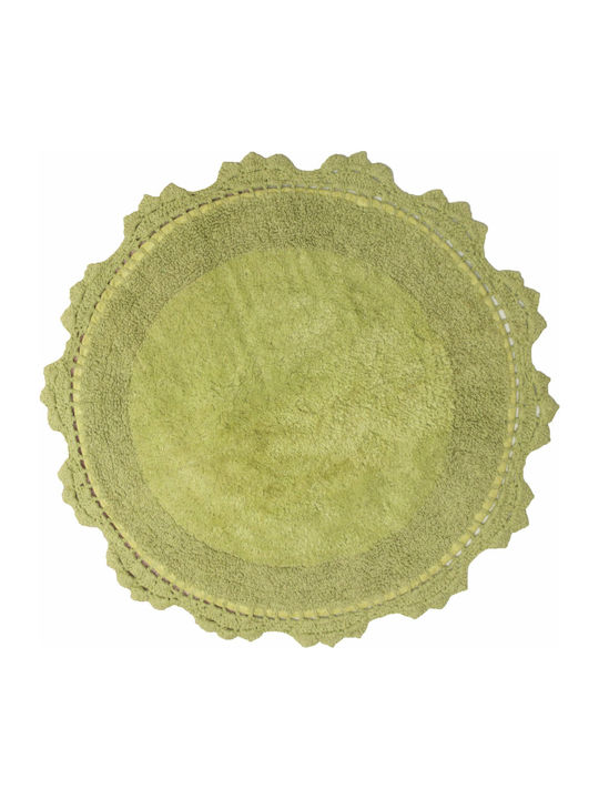 Anna Riska Bath Mat Cotton Round Lace Green apple Φ60cm