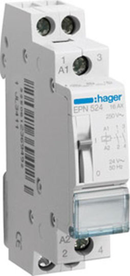 Hager 2NΟ 24VAC/12VDC Relee de Fază Blocare 16A Bipolar cu Tensiune 24V