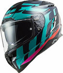 LS2 Challenger CT2 FF327 Flames Full Face Helmet with Pinlock and Sun Visor ECE 22.05 1350gr Blue Carbon Red KR08961