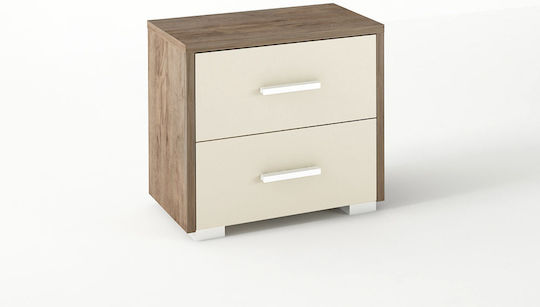 №7 Дървено Нощно Шкафче Орехово-Екрю 50x34x48см