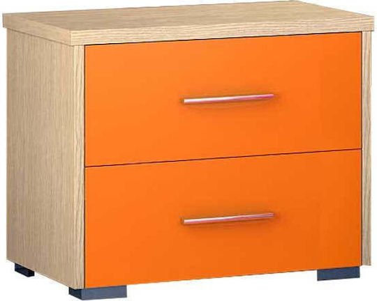 Wooden Kids Bedside Table Νο.7 Oak-Orange 50x34x48cm