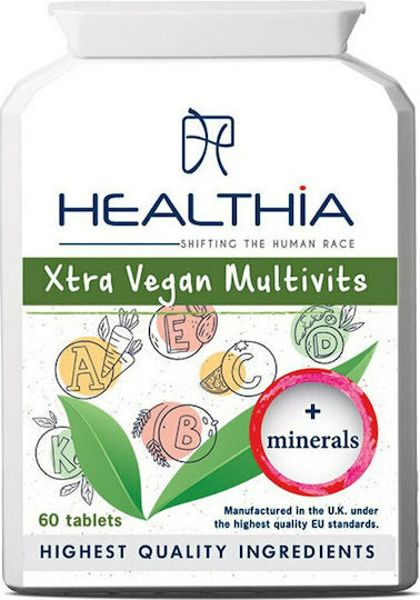 Healthia Xtra Vegan Multivitamins + Minerals Πολυβιταμίνη για Ενίσχυση του Ανοσοποιητικού 60 x 1 ταμπλέτες