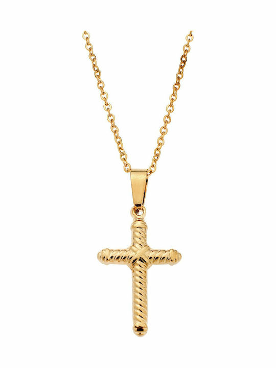 Puppis Women's Cross from Gold Plated Steel with Chain