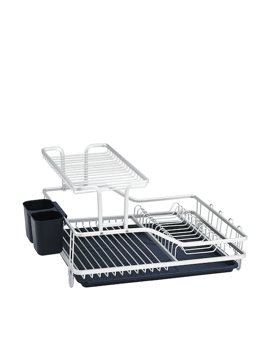 Luigi Ferrero Dish Drainer 2 Tier Metallic In Silver Colour 55.5x35.2x27.3cm