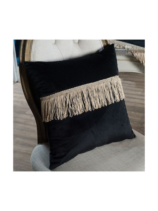 Teoran Διακοσμητική Μαξιλαροθήκη Velvet Με Κρόσια 06 45x45εκ.
