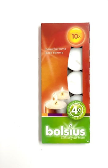 Bolsius Tealights In White Colour Up To 4 Hours Duration 10 Pieces