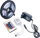 Αδιάβροχη Ταινία LED 12V RGB Φως 5m Τύπου SMD5050 με Τροφοδοτικό & Τηλεχειριστήριο