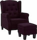 Bergère cu Puf Violet 68x78x94cm