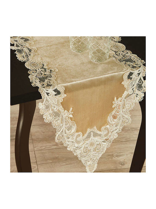 Whitegg 7103 Cotton & Polyester Lace Tablecloth Runner 01 40x180cm