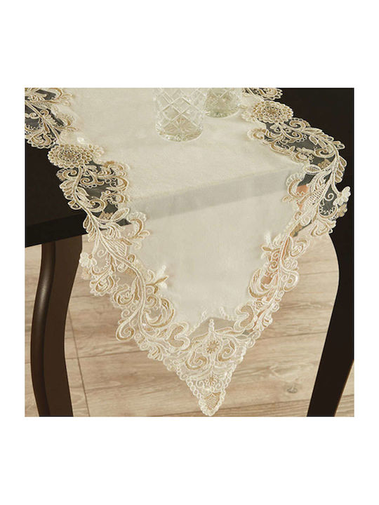 Whitegg 7103 Cotton & Polyester Lace Tablecloth Runner 02 40x180cm