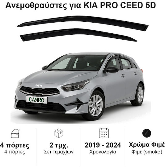 Heko Set of Windbreakers Front Car Dark Fime for Kia Ceed 2pcs