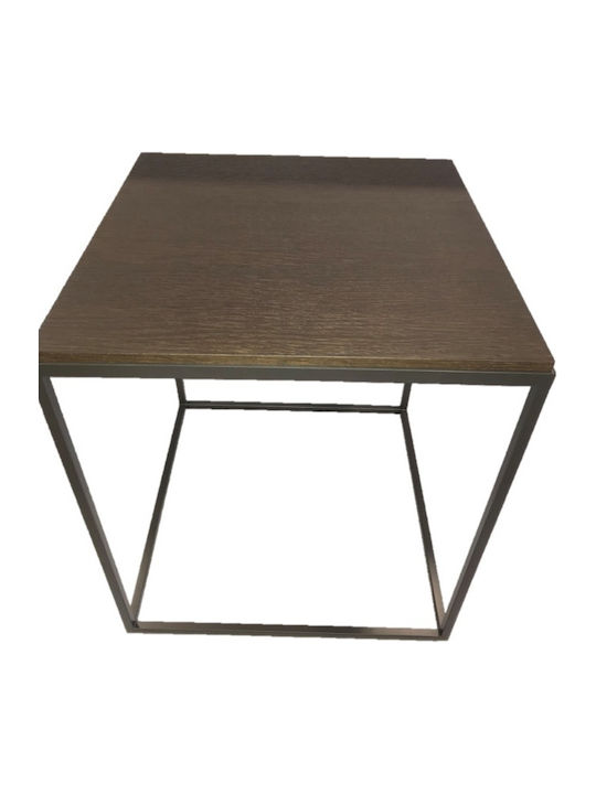 Square Side Table made of Solid Wood Brown L45xW45xH51cm