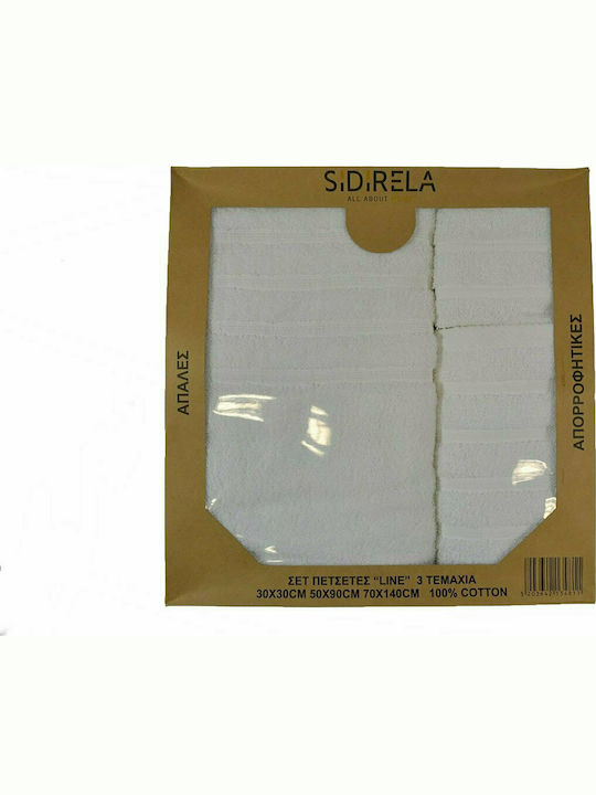 Sidirela 3-tlg. Set Badetücher Line White Gewicht 600gr/m²
