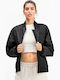Women's Short Bomber Jacket for Spring or Autumn Black