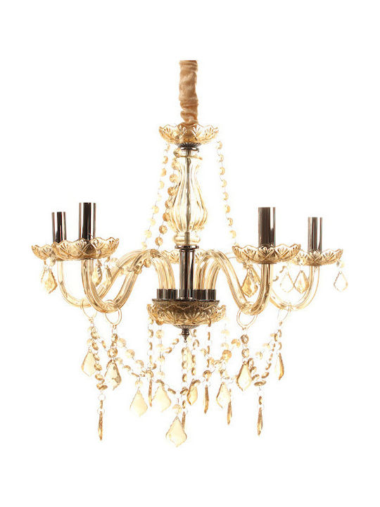 Keskor Candelabru 5xE14 Ø56cm cu Lumânări Galben Miere 6005-5