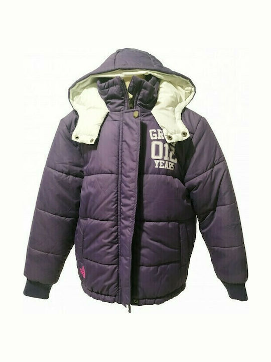 Kinder Sportjacke Kurz mit Kapuze Lila