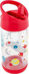 Stephen Joseph Kids Plastic Water Bottle with Straw Red 350ml
