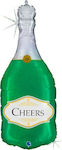 36" Green Champagne Bottle Cheers Balloon