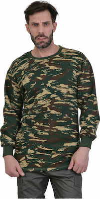 Ergo Long Sleeve Sweatshirt Military Greek Army 100% Cotton In Khaki Colour Ισοθερμικό