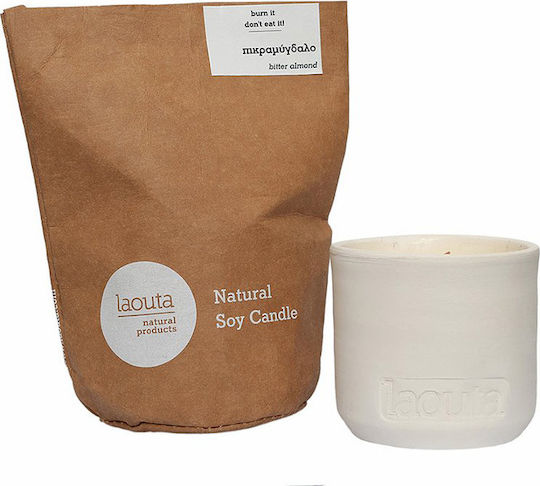 Laouta Natural Products Αρωματικό Κερί Σόγιας σε Βάζο με Άρωμα Πικραμύγδαλο Λευκό 200gr