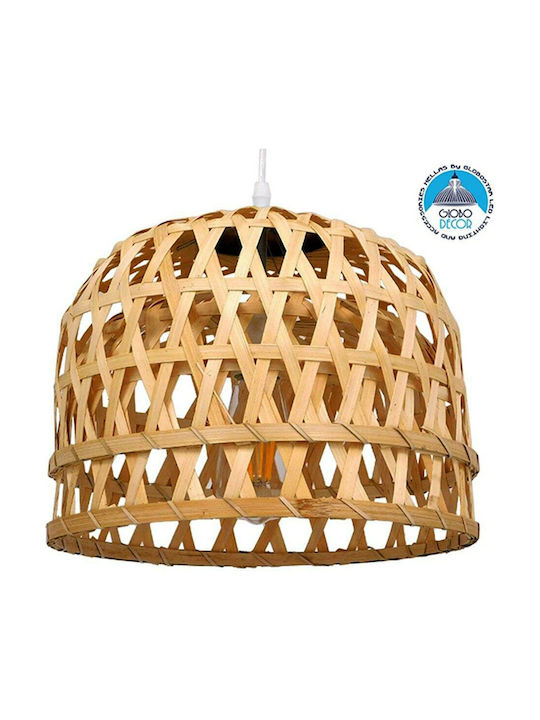 GloboStar Mangea Pendant Lamp E27 Bamboo Brown