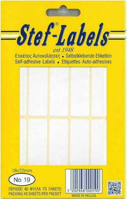 Stef Labels 400Stück Klebeetiketten in Weiß Farbe 18x72mm