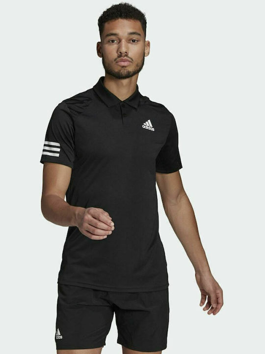 Adidas Tennis Club 3-Stripes Ανδρική Μπλούζα Polo Κοντομάνικη Μαύρη