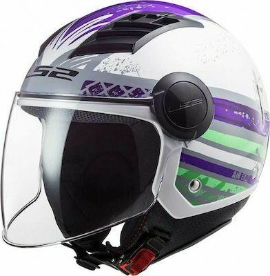 LS2 OF562 Airflow Ronnie Titanium/Violet Motorradhelm Jet ECE 22.05 950gr 30562 55 08