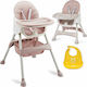 Ricokids Milo Foldable Highchair 3 in 1 with Metal Frame & Fabric Seat Pink