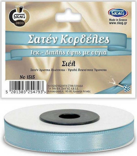 Skag Satin,σατεν Band Doppelseitig Monochrom Blau 15meters mit Breite 10mm