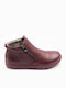 Leder Stiefeletten Damen Burgundisch