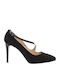 Suede Pointed Toe Stiletto Black High Heels