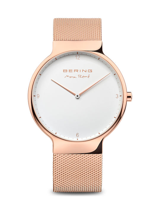 Bering Time Max Rene Ανδρικό Ρολόι 40mm Μπαταρίας με Ροζ Χρυσό Μεταλλικό Μπρασελέ