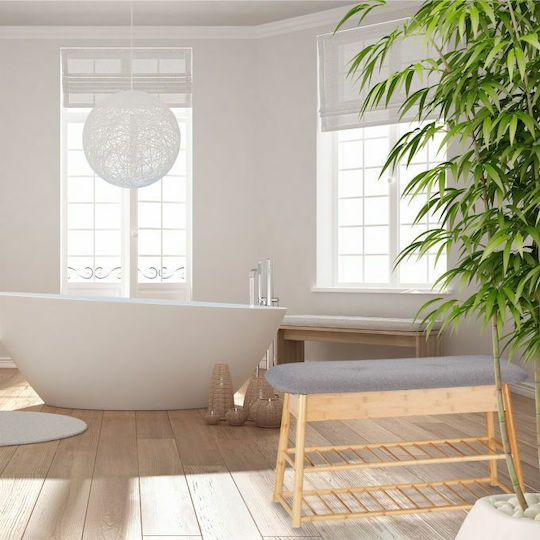 Mobilier de Intrare cu Dulap pentru Pantofi & Bancă Grey - Natural 90x28x48cm Gri - Natural