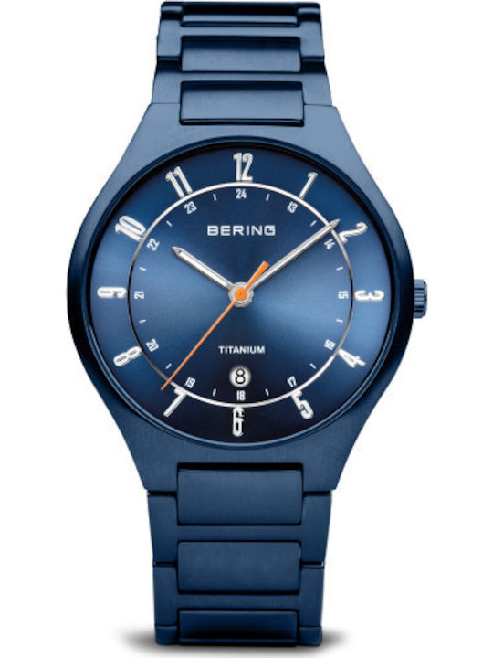 Bering Time Men's Watch 37mm Battery with Blue Metal Bracelet