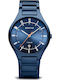 Bering Time Men's Watch 37mm Battery with Blue Metal Bracelet