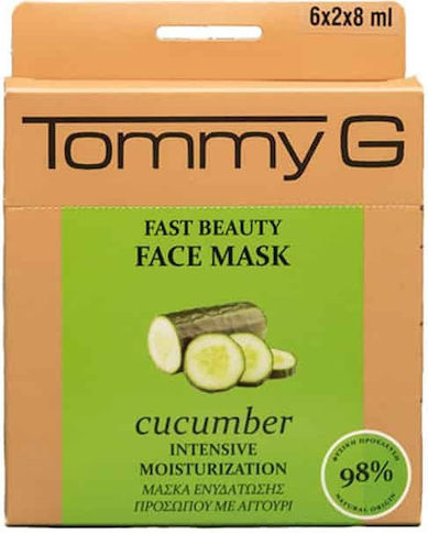TommyG Fast Beauty Μάσκα Ομορφιάς Προσώπου για Ενυδάτωση 12 τμχ x 8ml