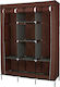 Fabric Wardrobe with Zipper and Shelves in Brown Color 130x45x175cm