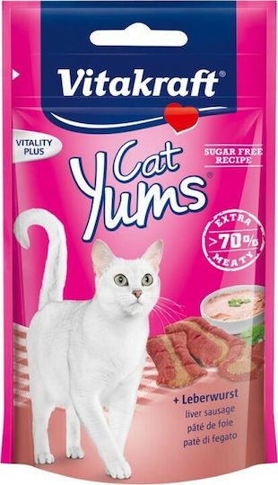 Vitakraft Cat Yums Kroketten mit Leber Katzenleckerlis Gefüllt mit Leber für Erwachsene Katzen 40gr