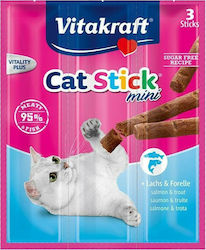 Vitakraft Cat Mini Delicii în Stick cu Somon Bucățele de somon și păstrăv 3 bucăți pentru Pisici adulte 18gr 340412