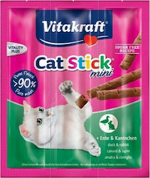 Vitakraft Cat Mini Leckereien in Stickform mit Ente Enten- und Kaninchensnacks 3 Stück für Erwachsene Katzen 18gr 340411