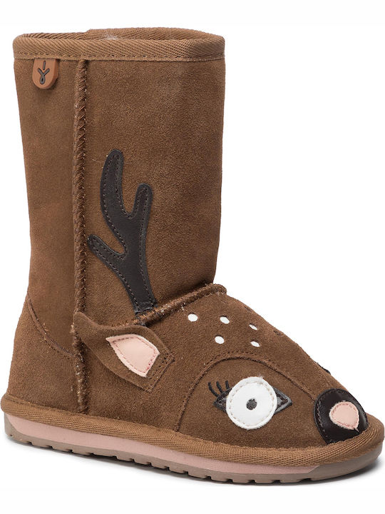 Deer Chestnut Suede Kinder-Schneestiefel Braun