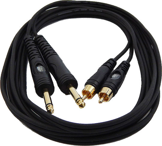 Bridgecable Cable 2 x 6.3mm male - 2x RCA male 3m (TPC-014A)