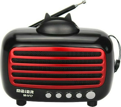 Meier M-V17BT Tabletop Radio Rechargeable with Bluetooth and USB Red