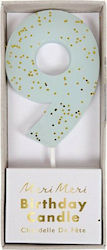 Meri Meri Birthday Candle Number "9" in Light Blue Color 158464