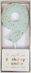 Meri Meri Birthday Candle Number "9" in Light Blue Color 4528-9