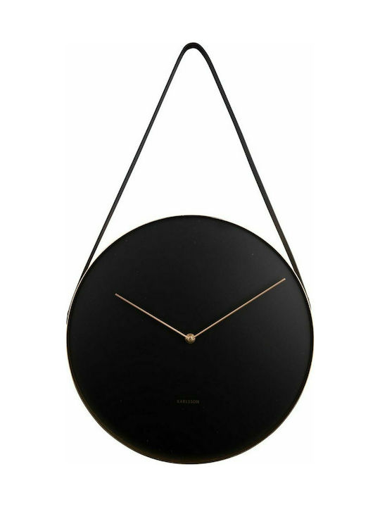 Karlsson Belt Wall Clock Metallic Black Ø58cm